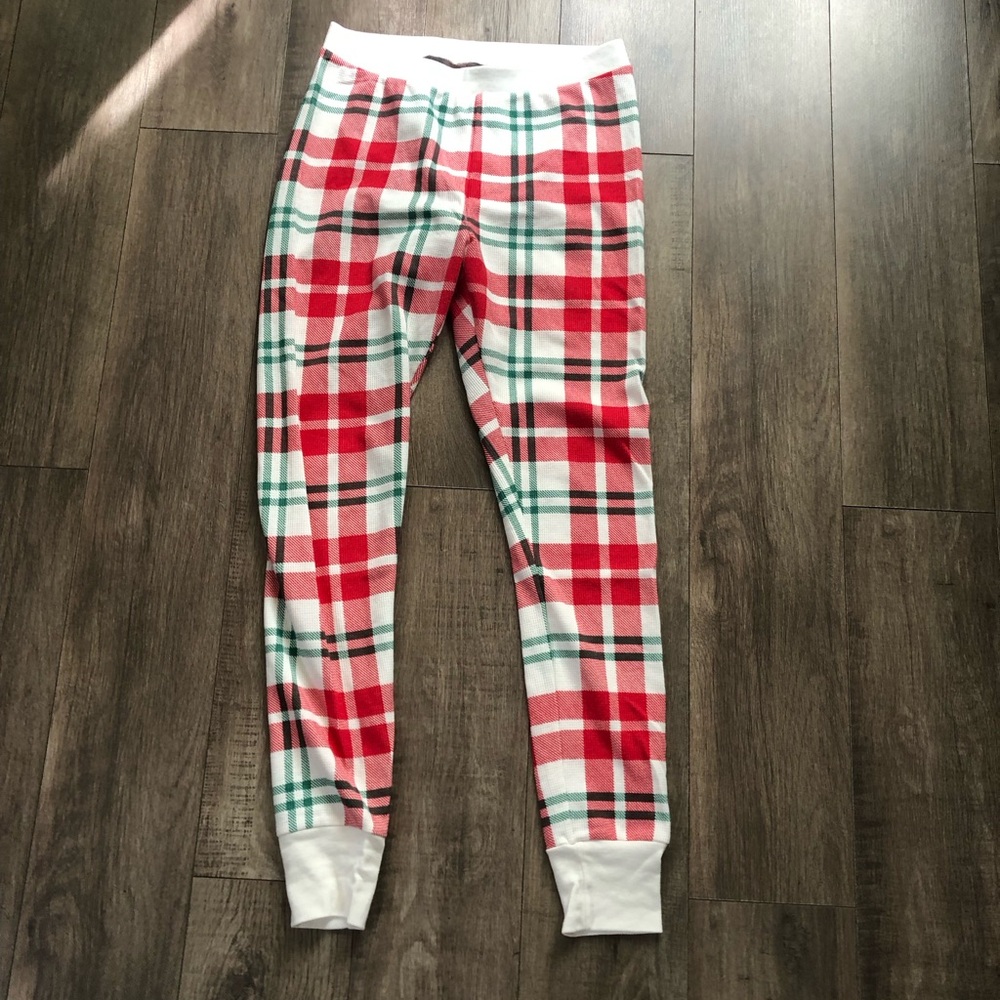 Old Navy Red Plaid Kids Leggings with Green Accents